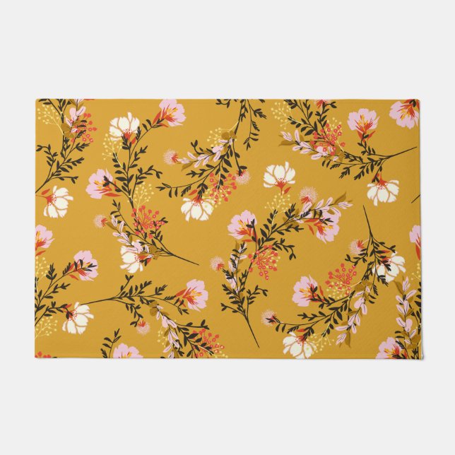 Paillasson Yellow background flowers (Devant)