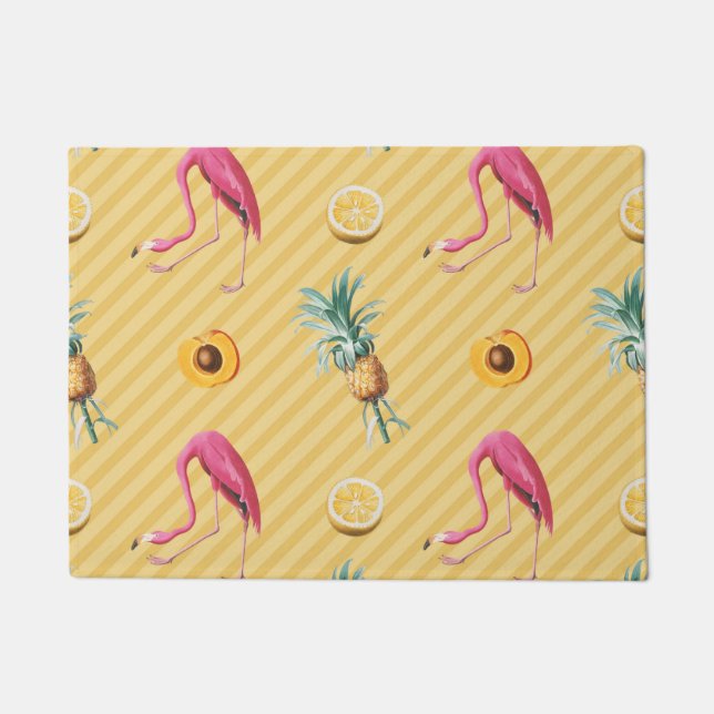 Paillasson Yellow Flamingo Mango Lemon Pattern (Devant)