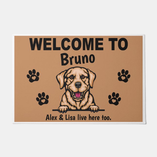 Paillasson Yellow Labrador Lab Welcome Personalized Custom (Devant)