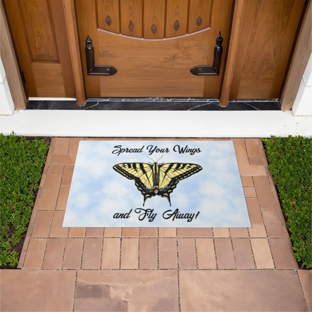 Paillasson Yellow Swallowtail Butterfly Blue Sky Personalized (De plein air)