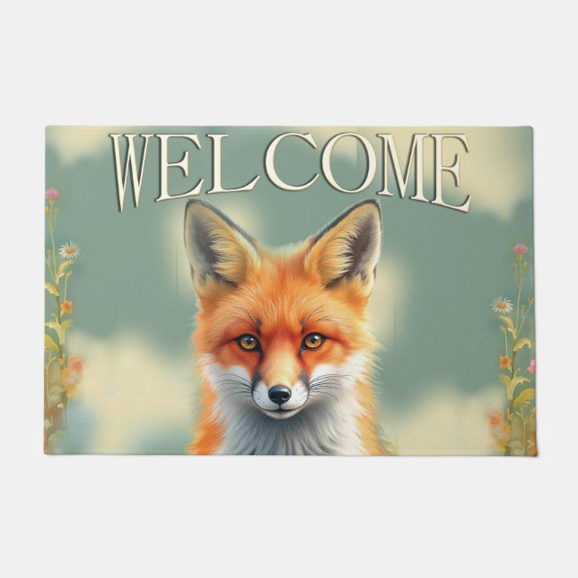 Paillasson Yeux saisissants d'un renard roux rusé de bienvenu (Devant)
