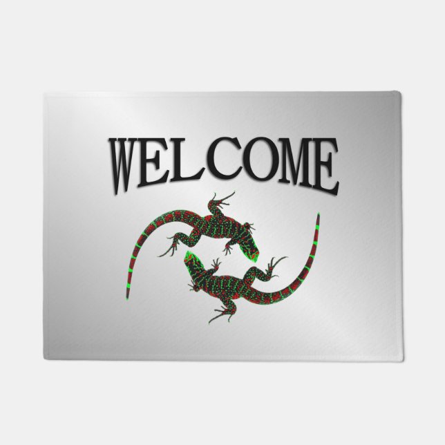 Paillasson Yin Yang Lizards Argent (Devant)