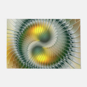 Paillasson Yin Yang Vert Jaune Abstrait coloré Fractal
