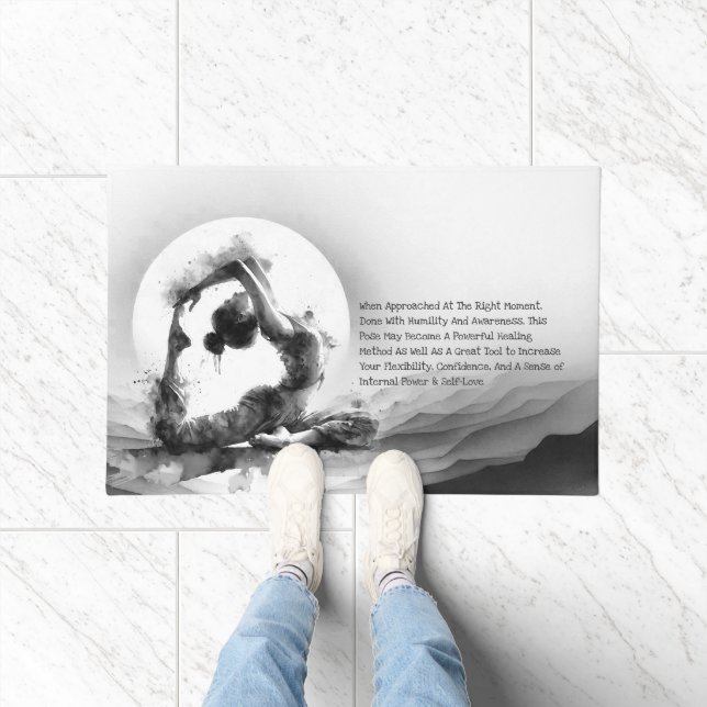 Paillasson Yoga Reiki à une jambe King Pigeon Pose Aquarelle (Intérieur)