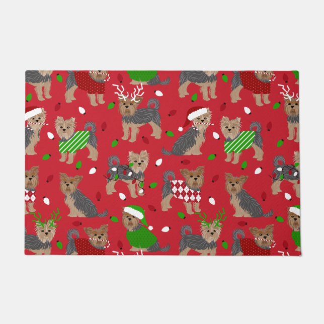 Paillasson Yorkie Christmas Yorkshire Terrier Dog (Devant)