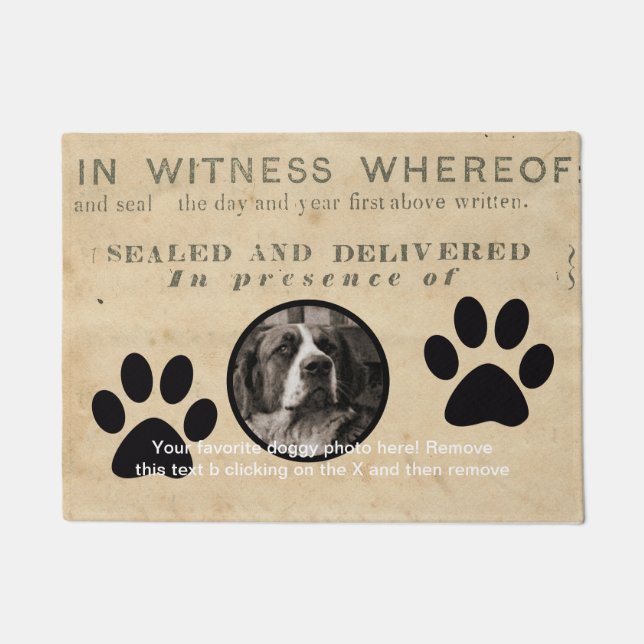 Paillasson Your Dog Photo n Paws 1860 Document juridique drôl (Devant)
