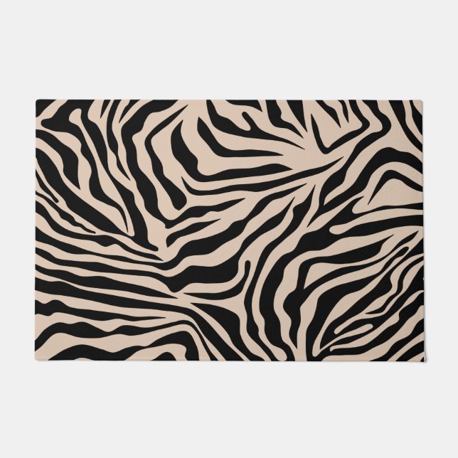 Paillasson Zebra Stripes crème Beige Black Wild Poster de ani (Devant)