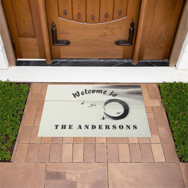 Paillasson Zen Circle Enso Koi Peinture Brush Accueil personn (De plein air)