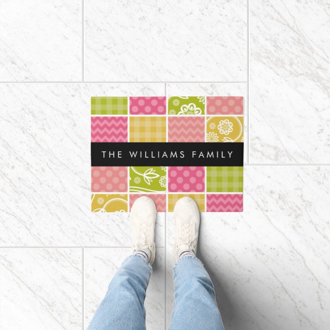 Paillasson Zigzag, Chevron, Pois, En vichy, Votre Nom (Intérieur)