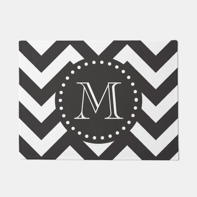 Paillasson Zigzag noir et blanc Chevron Monogramme (Devant)