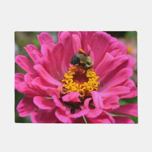 Paillasson Zinnia rose et Bumble bee