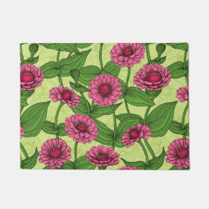 Paillasson Zinnias rose sur vert clair