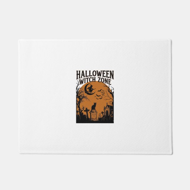 Paillasson Zone de sorcière d'Halloween Cimetière de chat noi (Devant)