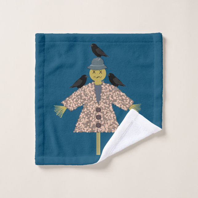 Paille d'Halloween Scarecrow et Ravens (Gant de toilette)