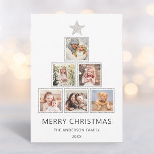 Pailleté d'argent Carte de Noël avec arbre photo