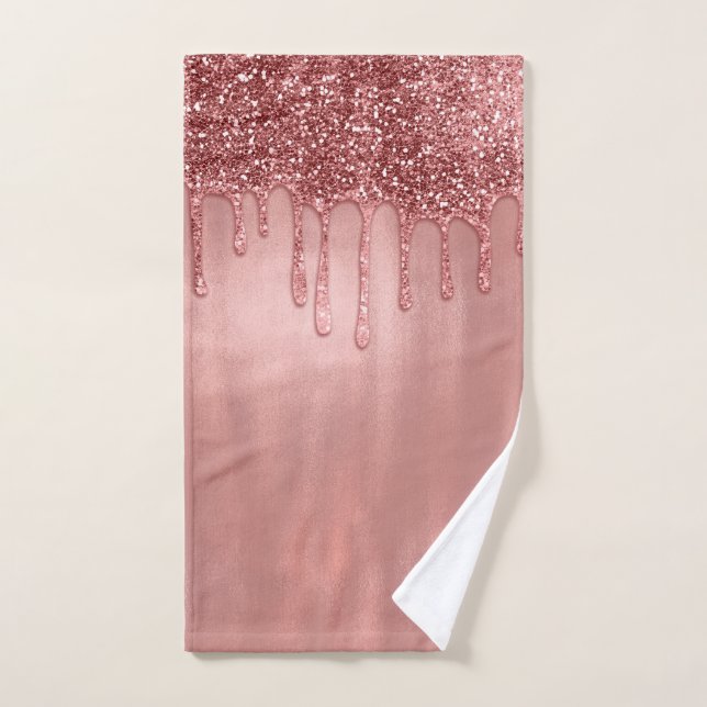 Pailleté de rose doré jolies gouttes roses (Serviette à main)