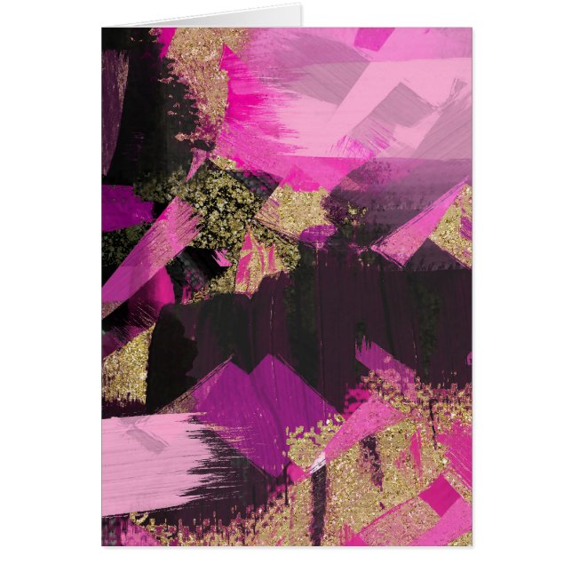 Pailleté or noir rose Moderne Pinceau Glam Grunge (Devant)