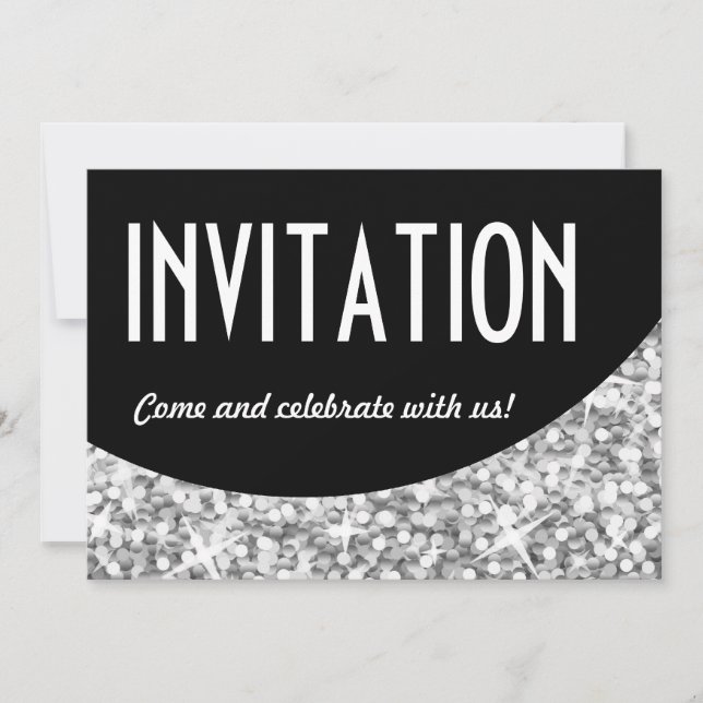 Paillettes "Argent" courbe noire invitation 'Invit (Devant)