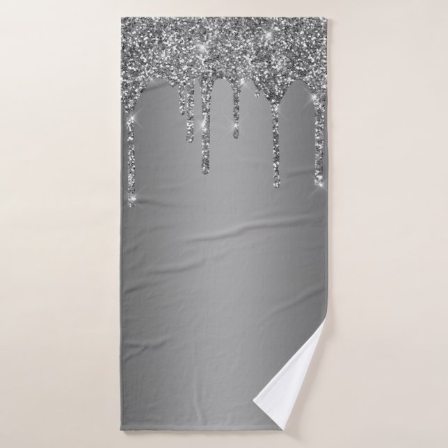 Paillettes argentées chic gouttes scintillantes (Serviette de bain)