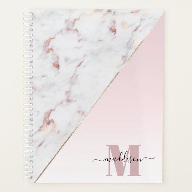 Paillettes de Monogramme de Marbre Rose Féminin (Devant)