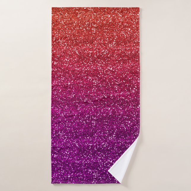 Paillettes dégradé orange et violet scintillant (Serviette de bain)