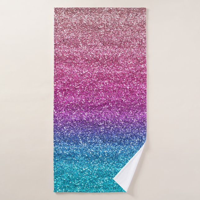Paillettes dégradé rose et bleu scintillant (Serviette de bain)