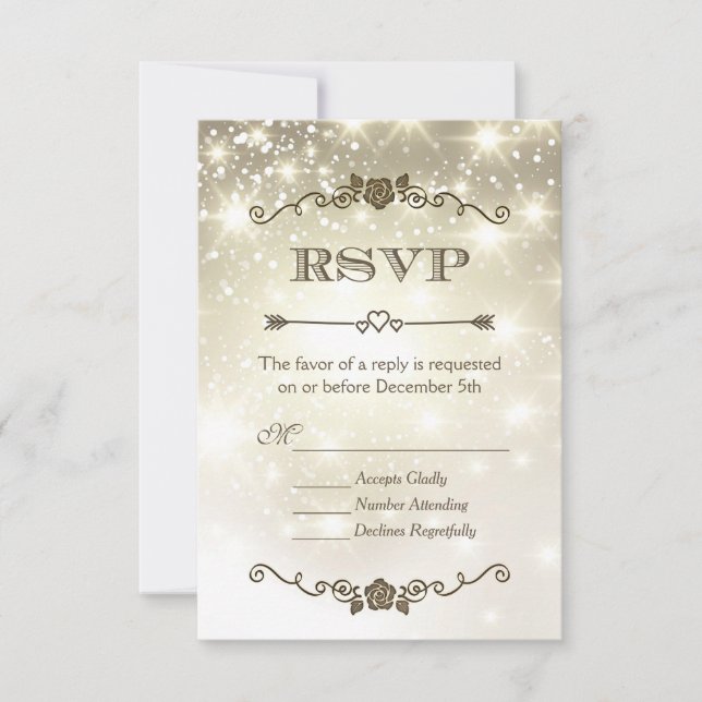Paillettes dorées Mariage RSVP (Devant)