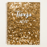 Paillettes Gros Morceaux Dorés Personnalisées<br><div class="desc">Un nom moderne et audacieux en blanc avec une ombre portée noire sur un planificateur vierge. La taille, la couleur et le style de la police sont personnalisables. Augmentez la taille de la police pour les noms courts si vous le souhaitez. L'arrière-plan est un faux confetti doré ou des paillettes...</div>