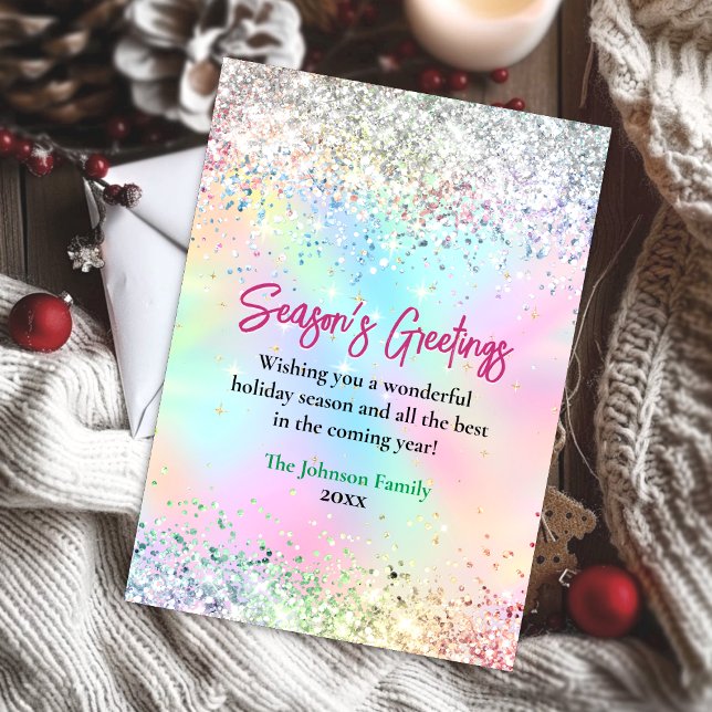 Paillettes iridescentes chic carte de vœux Noël no (Créateur téléchargé)