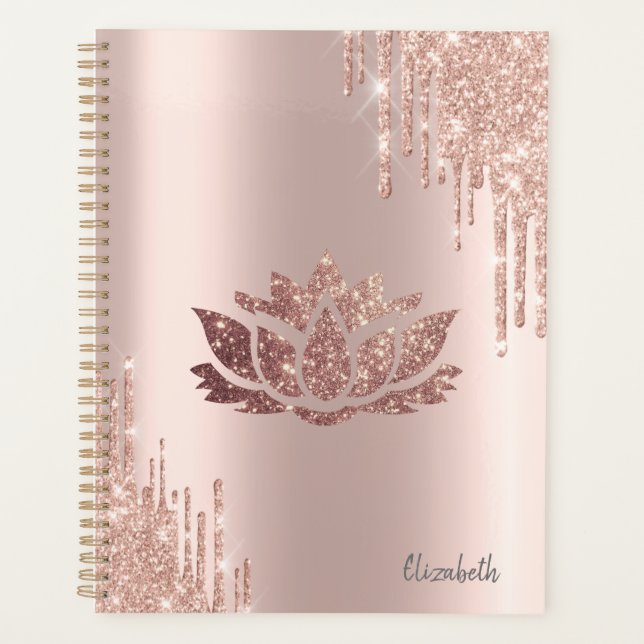 Paillettes Modernes Gouttes Rose Doré Lotus (Devant)