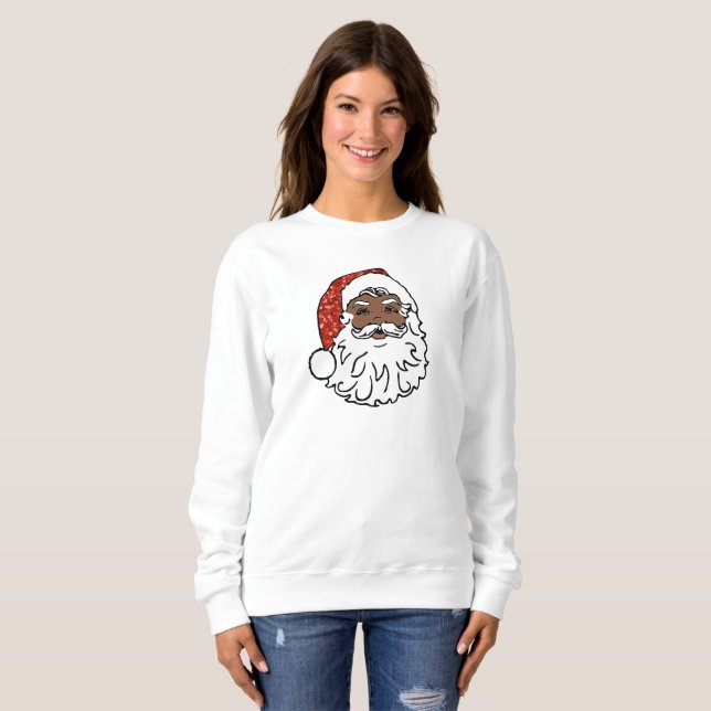 paillettes noir santa claus femmes sweatshirt (Devant entier)