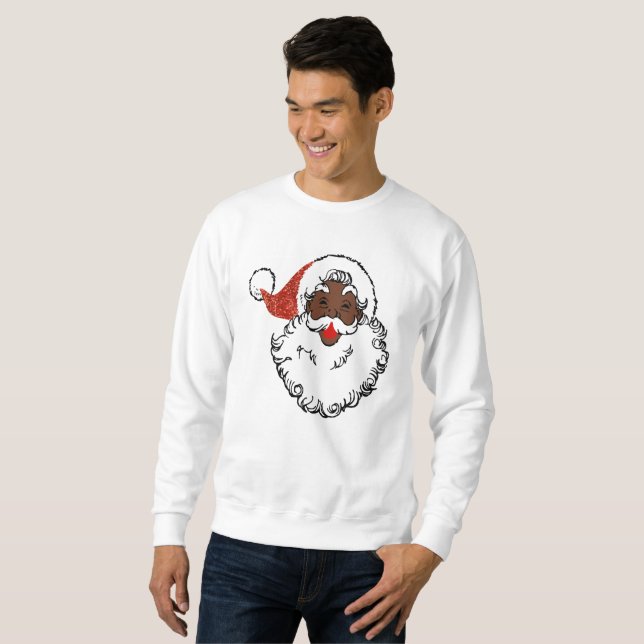 paillettes noir santa claus homme sweatshirt (Devant entier)