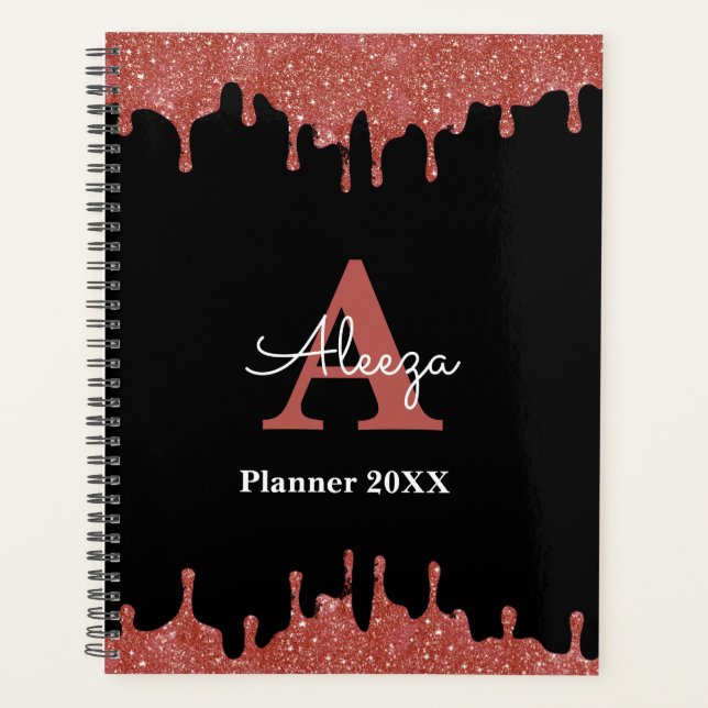 Paillettres Monogramme Rose Chaud et Noir Coulures (Devant)