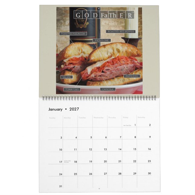 Pain cassé : éléments d'un calendrier sandwich (Jan 2027)