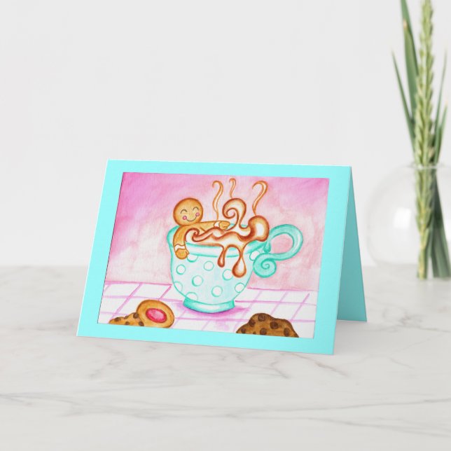 Pain d'épice Boy Christmas Coffee Carte de voeux (Devant)