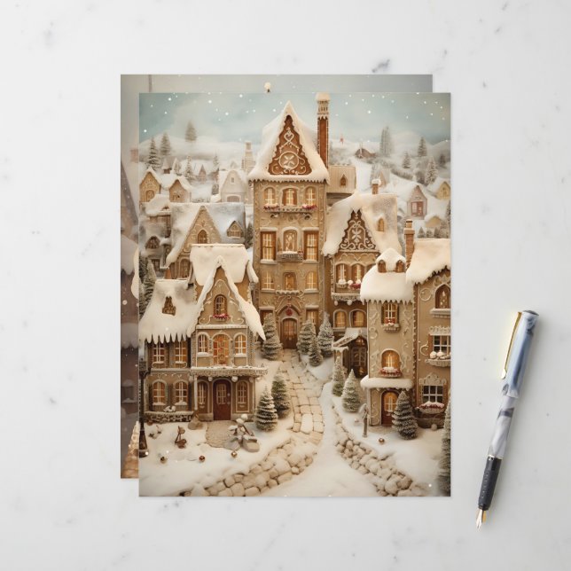 Pain d'épice Maison de Noël Papier à grattoir (Devant/Arrière en situation)