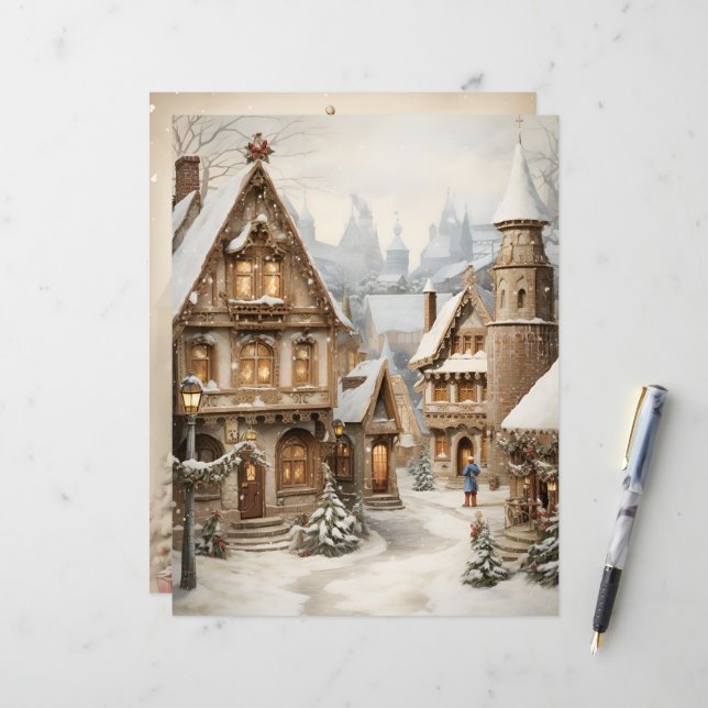 Pain d'épice Maison de Noël Papier à grattoir (Devant/Arrière en situation)