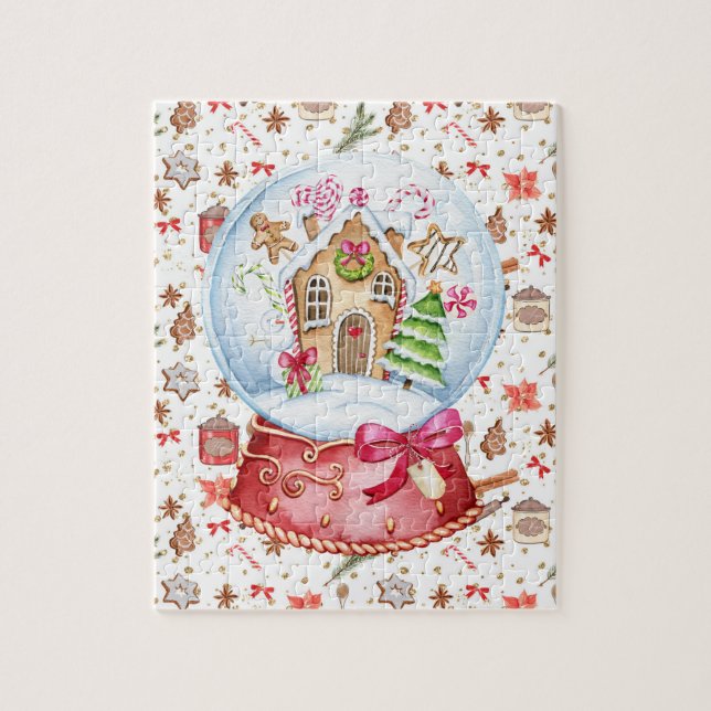 Pain d'épice Maison Snow Globe Puzzle (Vertical)