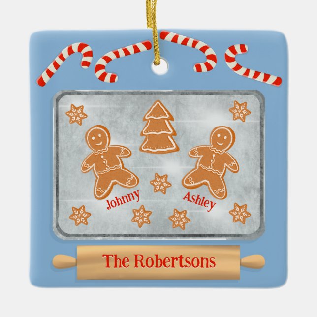 Pain d'épices Cookies Famille de deux ornements en (Devant)