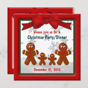 Pain d'épices Famille de quatre Noël Invitation