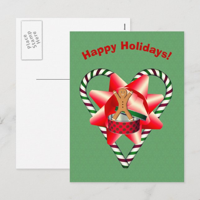 Pain d'épices Homme Bow Christmas Holiday Carte po (Devant / Derrière)