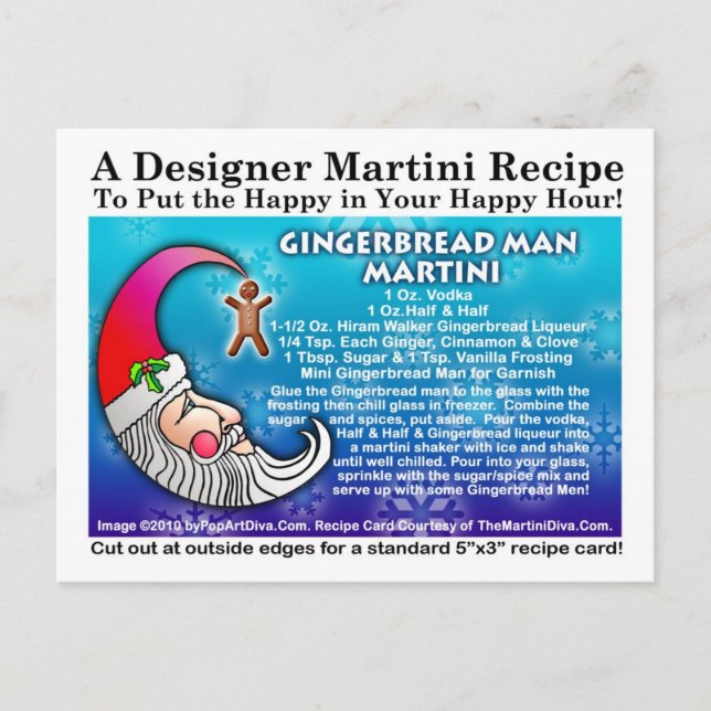Pain d'épices Homme Martini de Noël Recette Carte  (Devant)
