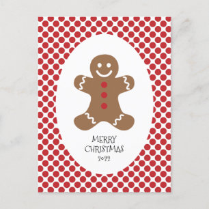 Pain d'épices Homme Polka Dot Christmas Carte post