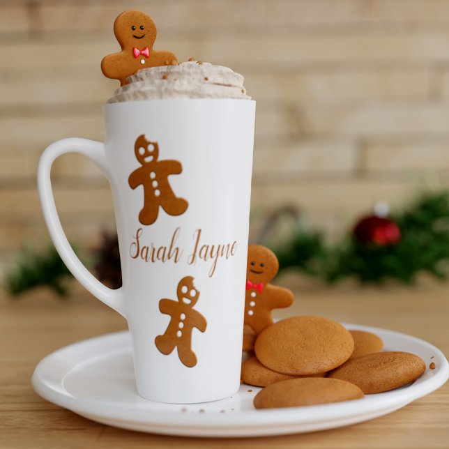 Pain d'épices Latte Mug (A festive gingerbread man latte mug perfect for gingerbread lattes. Just add your name)