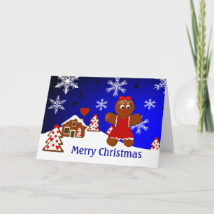 Pain d'épices Maison & Fille Joyeuse Carte de Noël