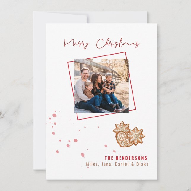 Pain d'épices moderne Famille Photo Noël (Devant)