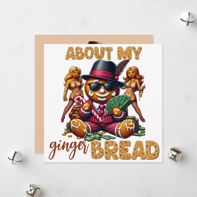 Pain d'épices Pimp Funky Carte de Noël Urbain (Devant/Arrière en situation)