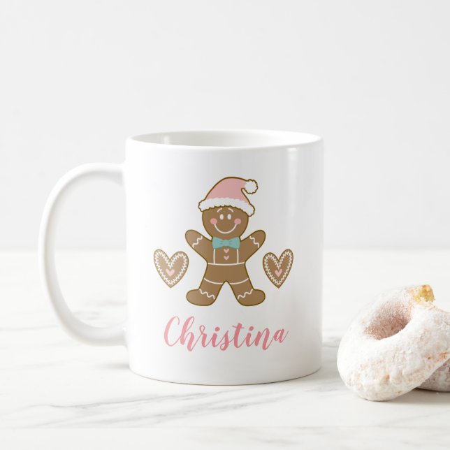 Pain d'épices rose mignon Homme Mug (Avec donut)