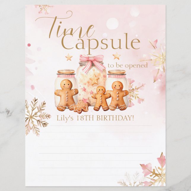 Pain d'épices rose Noël Anniversaire Heure Capsule (Devant)