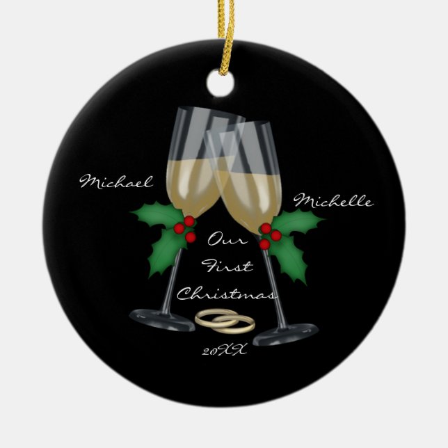 Pain grillé de mariage notre premier ornement de (Devant)